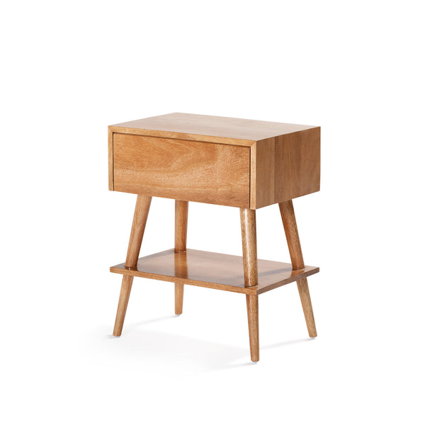 Amsterdam Bedside with Shelf β Natural Sealed - Empire Home