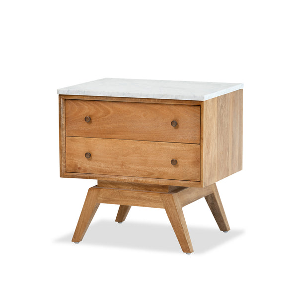 Sari Bedside β Rustic Matte/White Marble - Empire Home