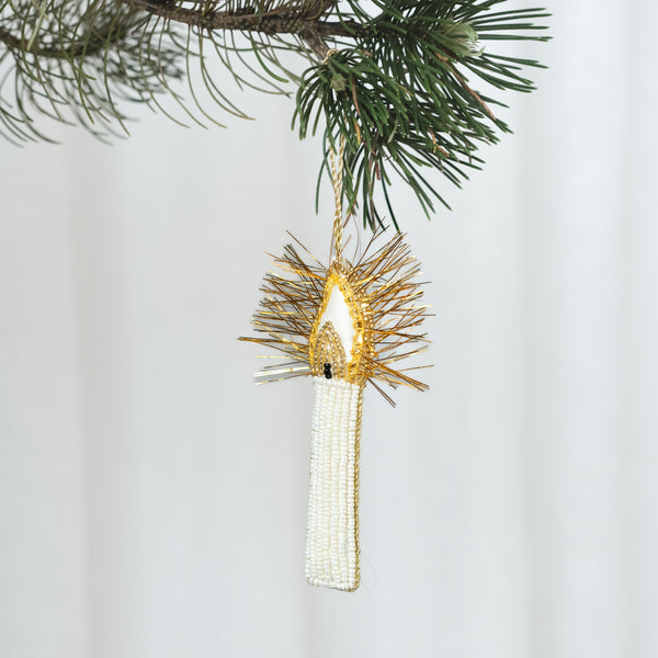 Hand Beaded Candle — Gold - Empire Home