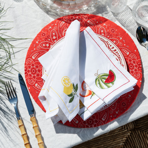 Embroidered Fruit Napkins - Empire Home