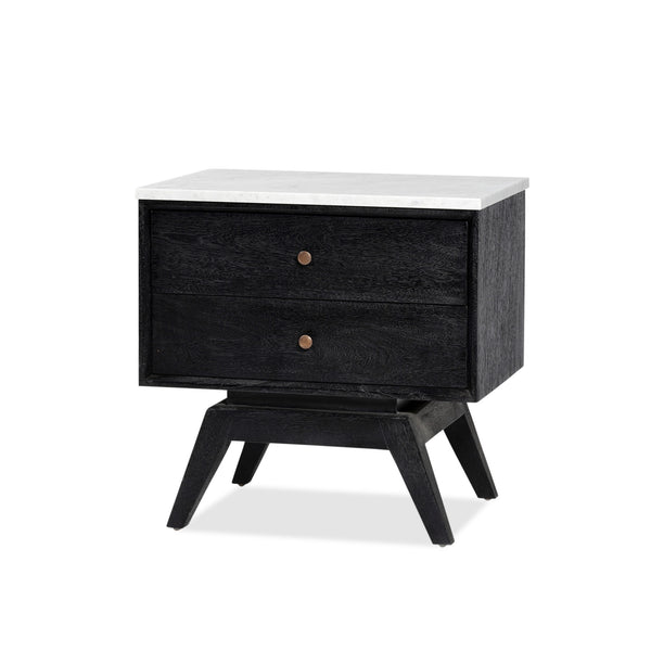Sari Bedside β Black/White Marble - Empire Home