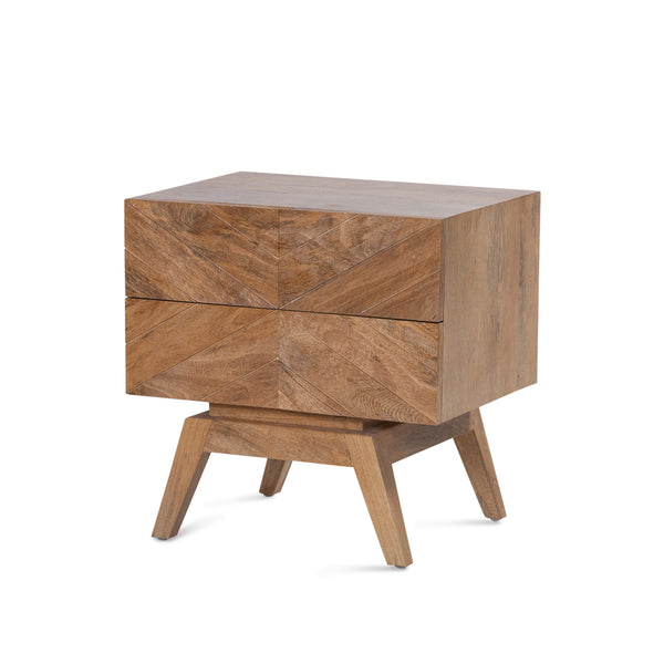 Sari Bedside With Studio Carving β Natural Sealed - Empire Home