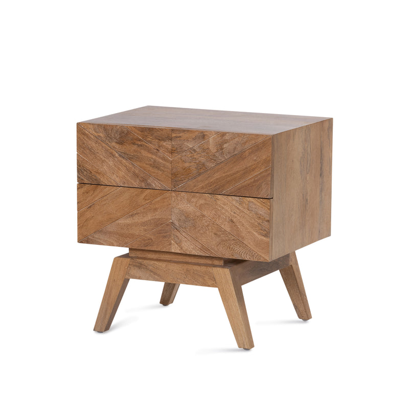 Sari Bedside With Studio Carving — Natural Sealed - Empire Home