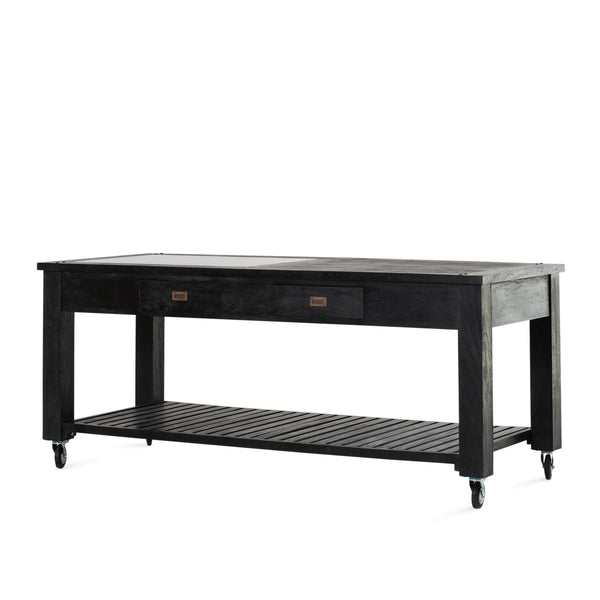 Kitchen Island — Black/White Marble Insert - Empire Home