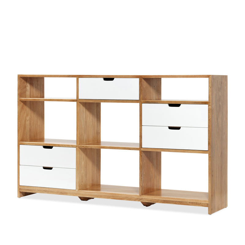 Florida Half Triple Bookcase — Natural Sealed/White - Empire Home