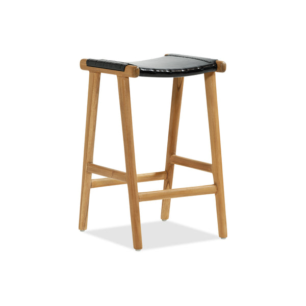 Jok Stool — Teak/Black Leather - Empire Home