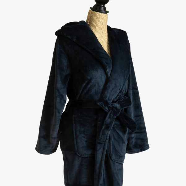 Supersoft Hooded Bathrobe — Charcoal - Empire Home