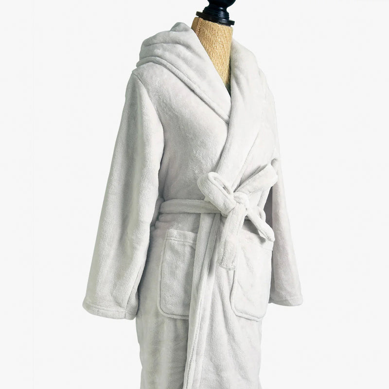 Supersoft Hooded Bathrobe — Dove - Empire Home