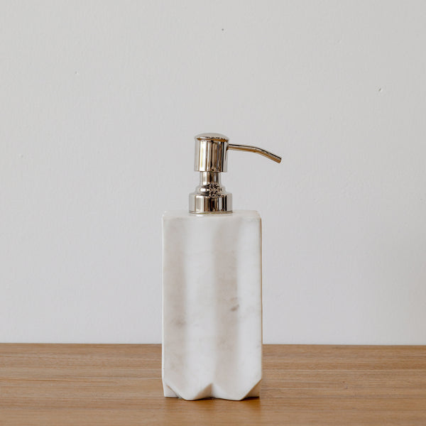 Silas Marble Soap Dispenser — White - Empire Home