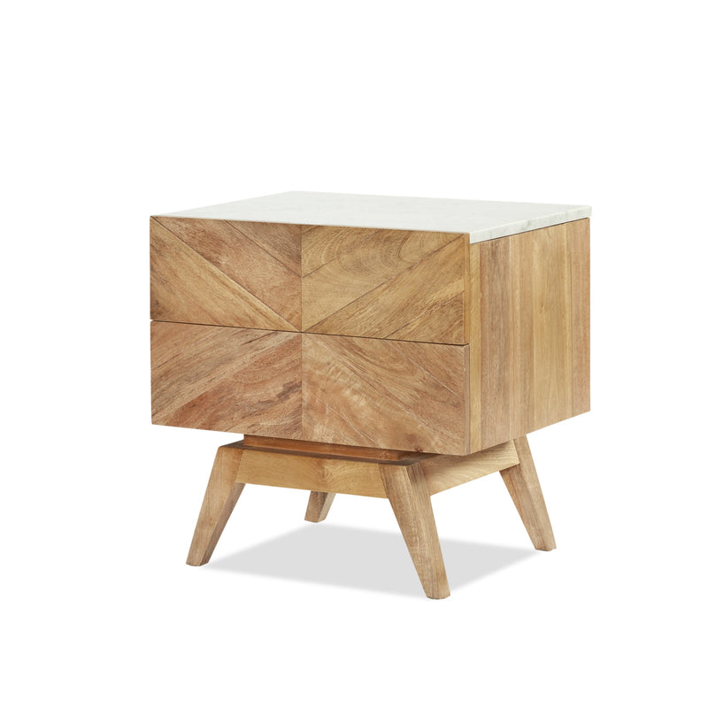 Sari Bedside with Studio Carving — Natural Sealed/White Marble - Empire Home