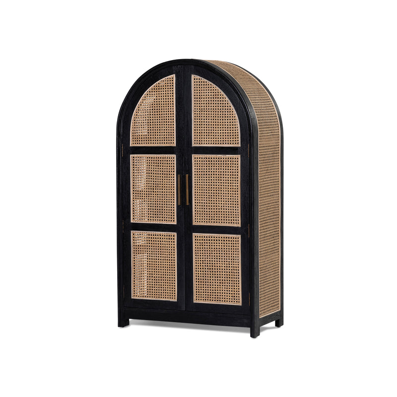 Sergio Small Cabinet — Black/Natural Rattan - Empire Home