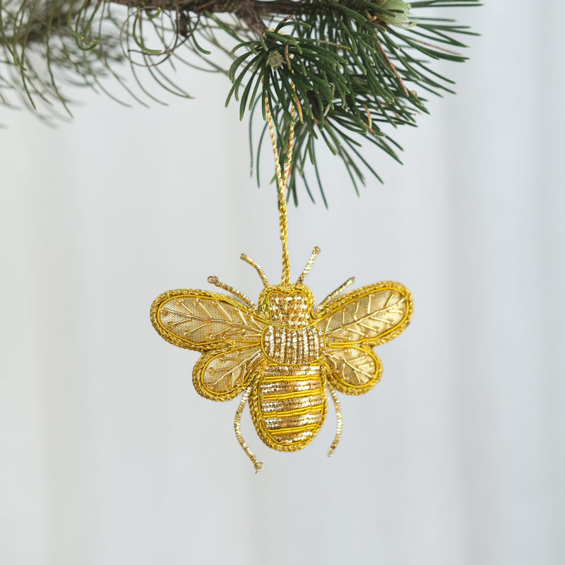 Hand Beaded Bee — Gold - Empire Home