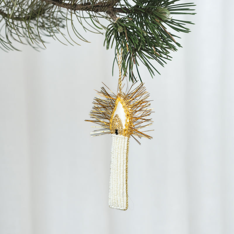 Hand Beaded Candle — Gold - Empire Home