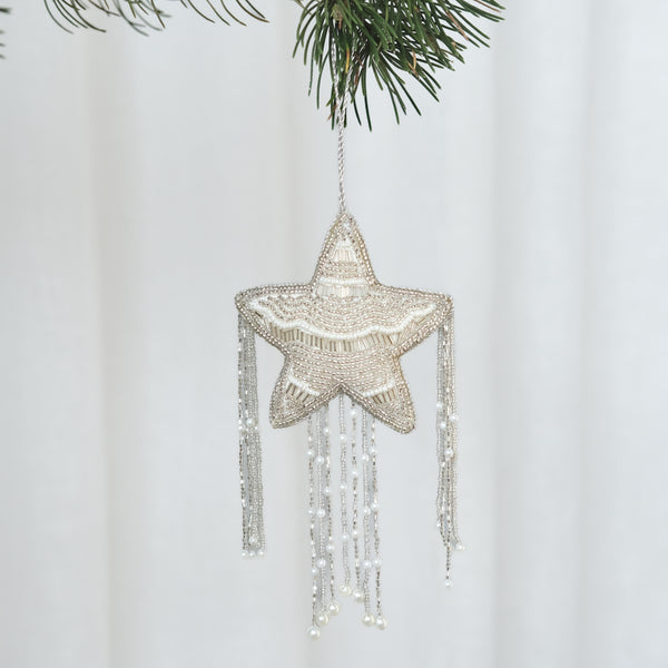 Hand Beaded Star — Silver - Empire Home
