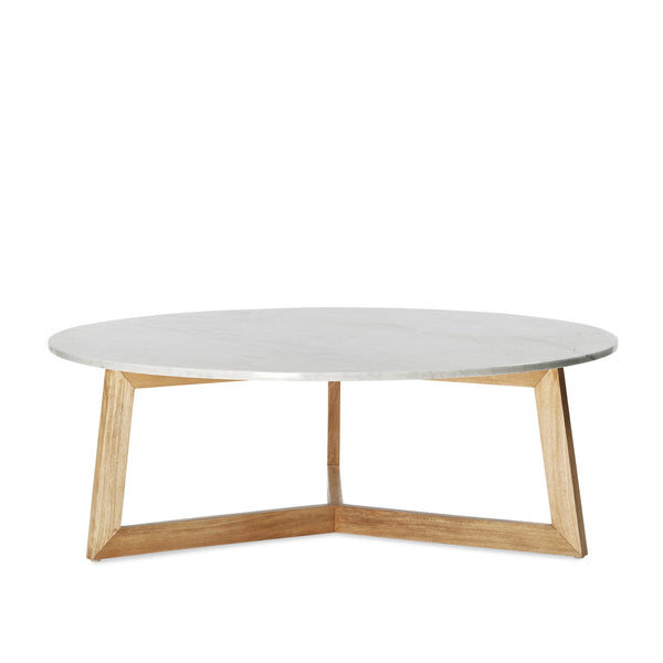 Delta Coffee Table — Natural Sealed/White Marble - Empire Home