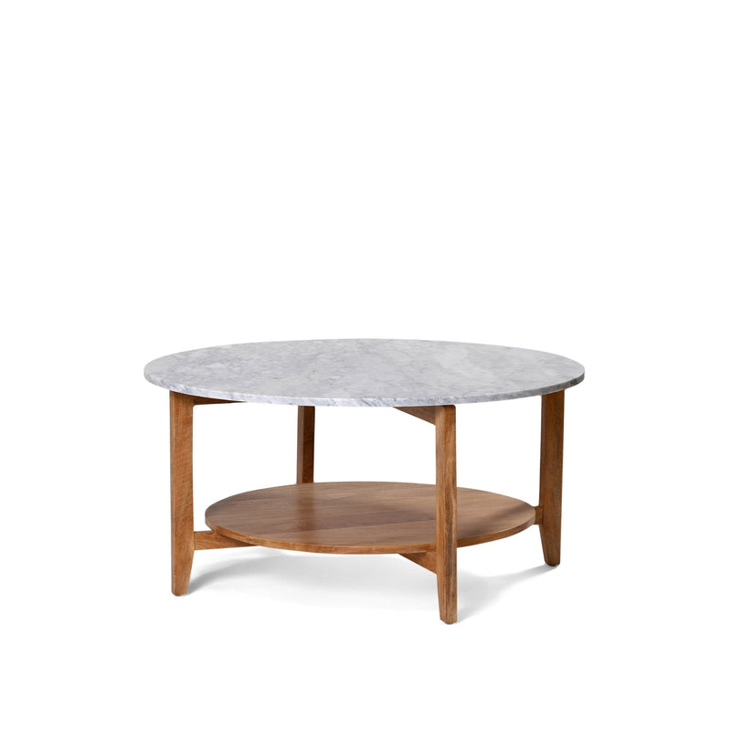 Norveau Coffee Table — Natural Sealed/White Marble - Empire Home