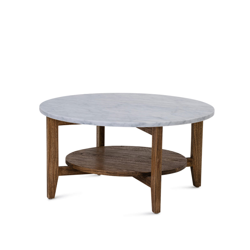 Norveau Coffee Table — Antique Mindi/White Marble - Empire Home