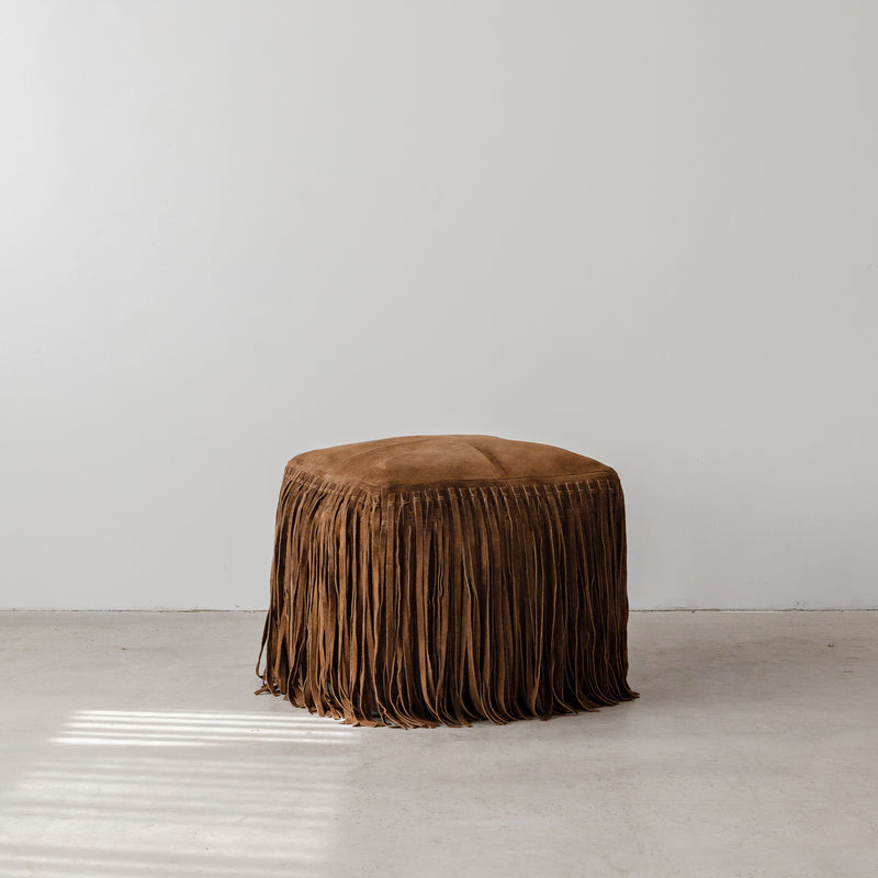 Austin Fringe Ottoman — Chocolate - Empire Home