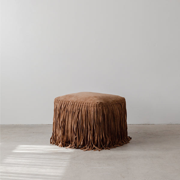 Austin Fringe Ottoman — Saddle - Empire Home