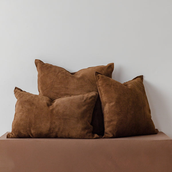 Austin Suede Cushion — Chocolate - Empire Home