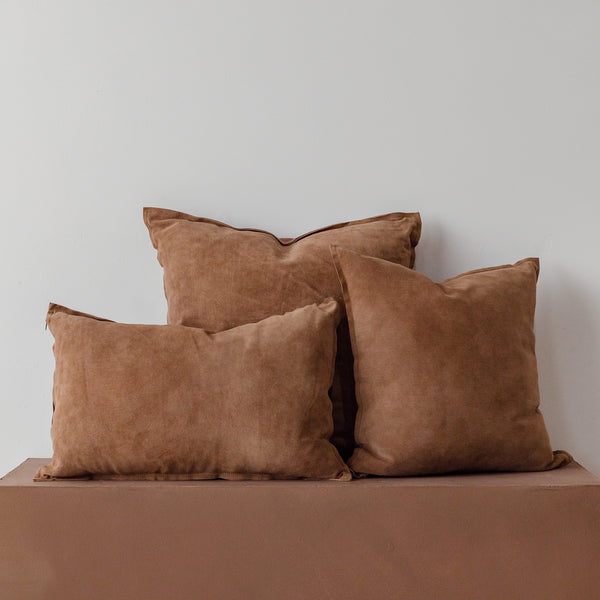 Austin Suede Cushion — Saddle - Empire Home