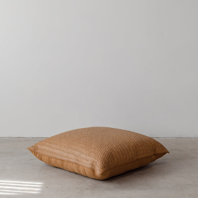 Austin Woven Leather Floor Cushion — Natural - Empire Home