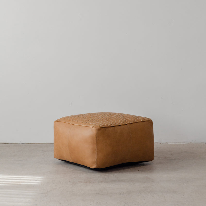 Austin Woven Leather Ottoman — 45 cm - Empire Home