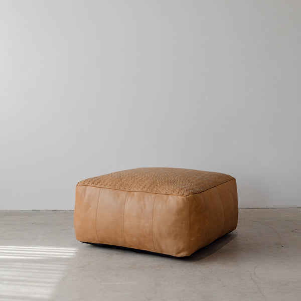 Austin Woven Leather Ottoman — 75 cm - Empire Home