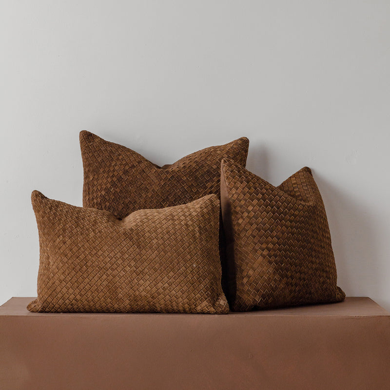 Austin Woven Suede Cushion — Chocolate - Empire Home