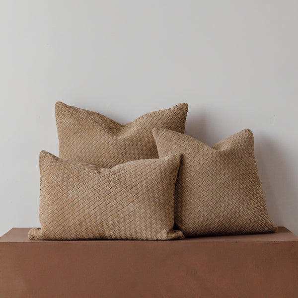 Austin Woven Suede Cushion — Taupe - Empire Home