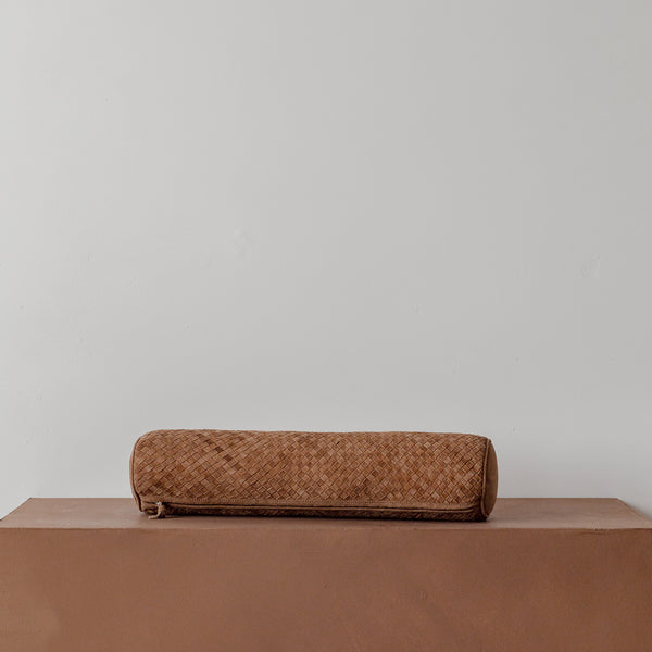 Austin Woven Suede Bolster — Saddle - Empire Home