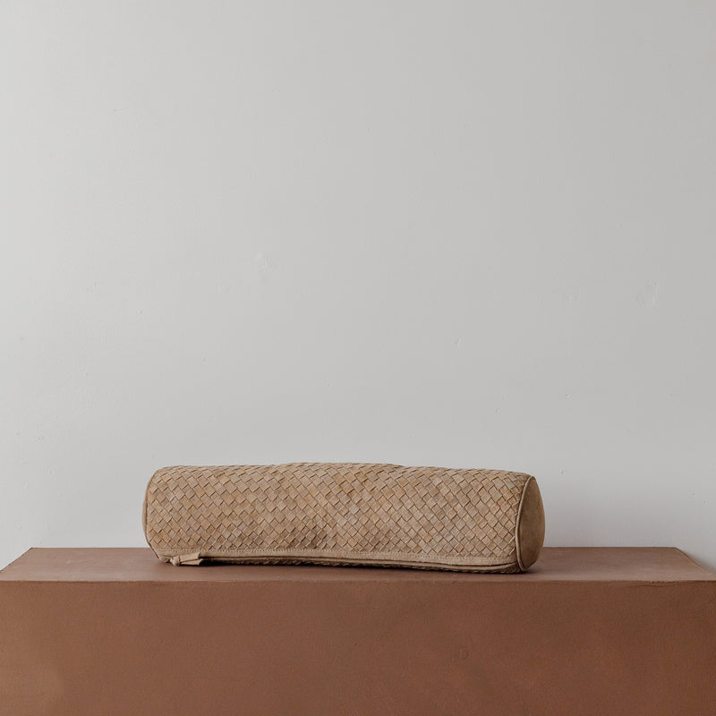 Austin Woven Suede Bolster — Taupe - Empire Home