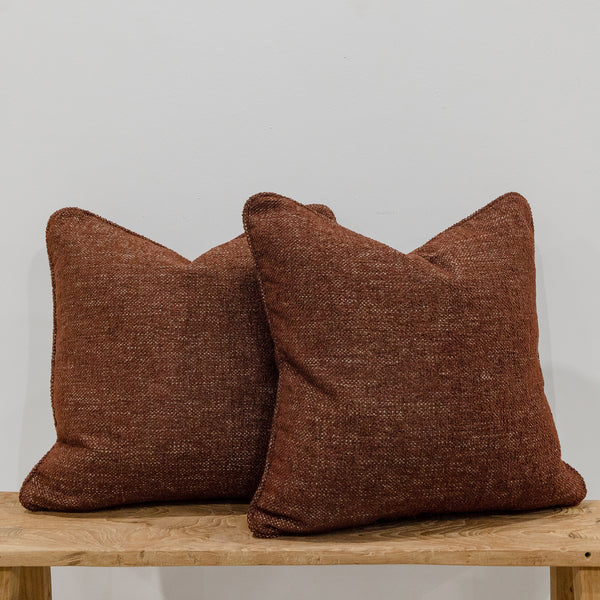 Empire Textured Velvet Cushion — Chocolate - Empire Home