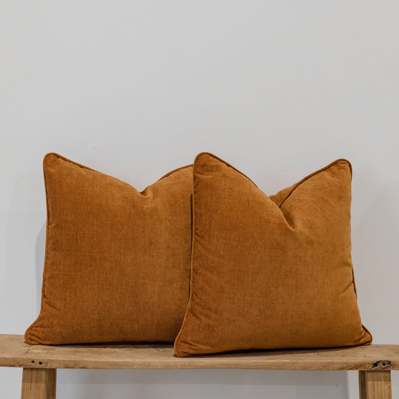 Empire Textured Velvet Cushion — Ginger - Empire Home