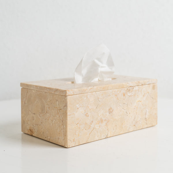 Doff Marble Tissue Box — Cream - Empire Home