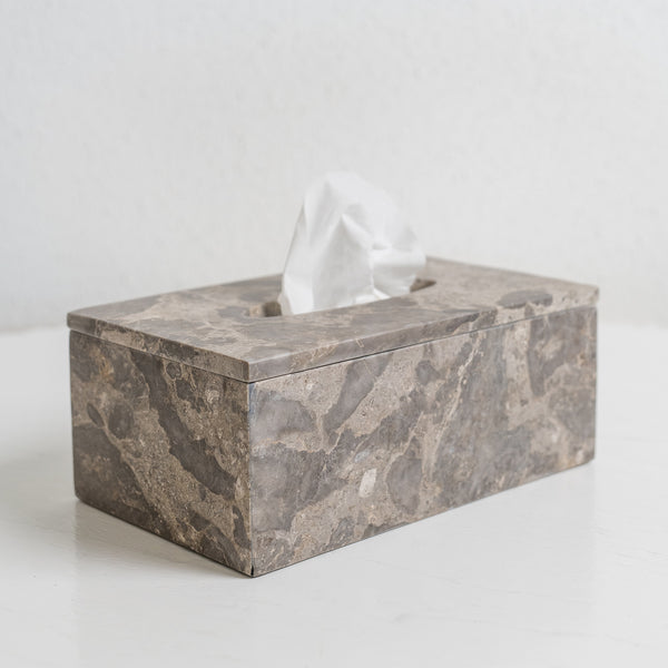 Doff Marble Tissue Box — Grey - Empire Home