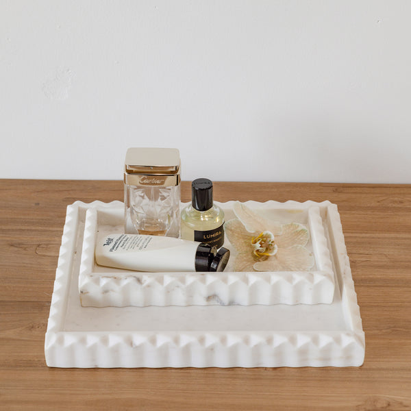 Silas Marble Tray — White - Empire Home