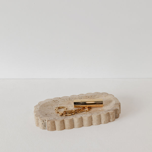 Silas Travertine Rounded Tray — Natural - Empire Home