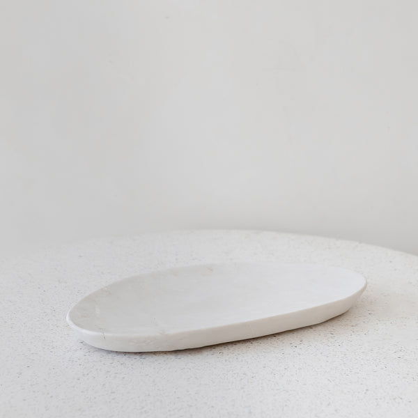 Small Marble Oval Plate — Sand - Empire Home