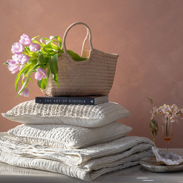 Luna Quilt — Black White Stripe/White - Empire Home