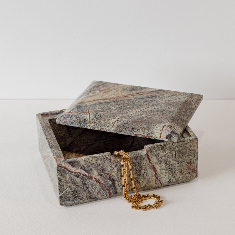 Odin Tissue Box — Green Marble - Empire Home