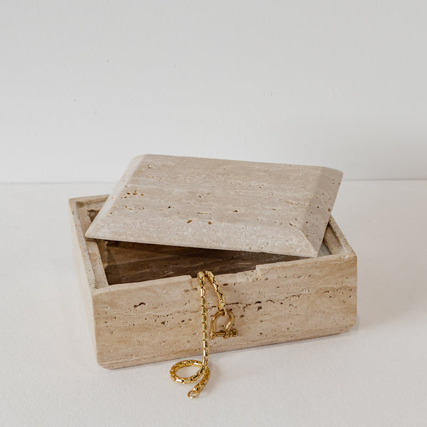 Odin Tissue Box — Natural Travertine - Empire Home