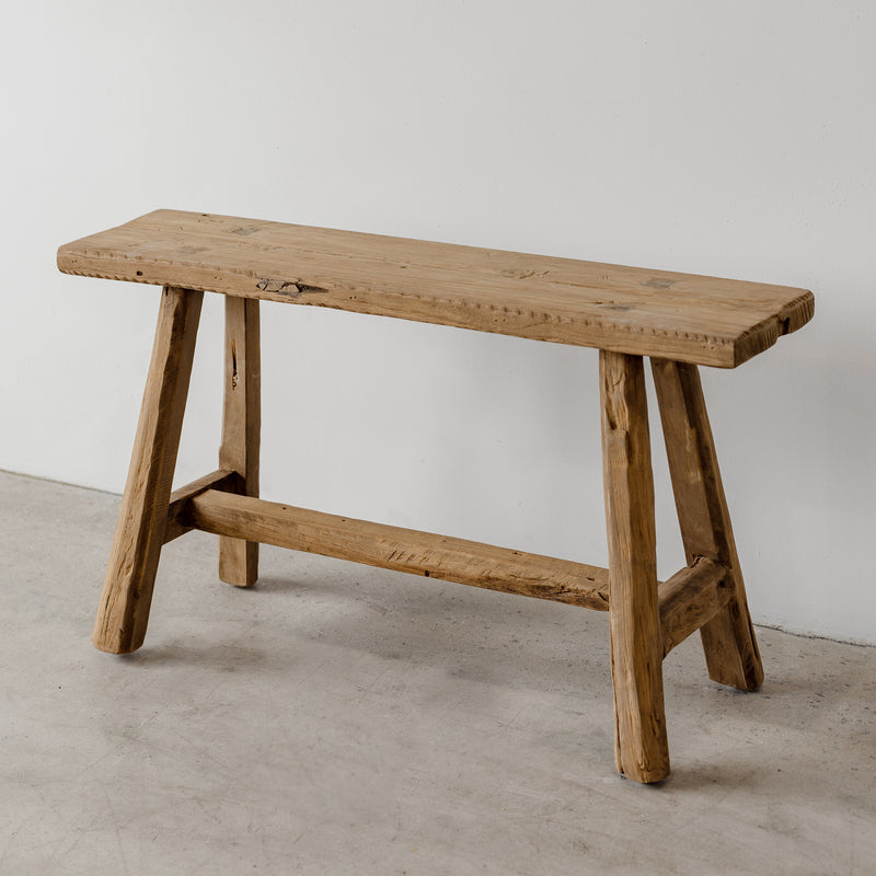 Organic Teak Bench with Bar — Raw - Empire Home