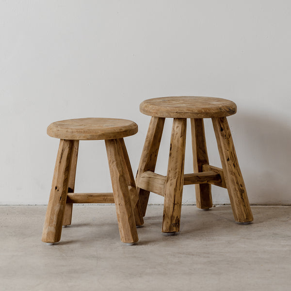 Organic Teak Stool — Round - Empire Home