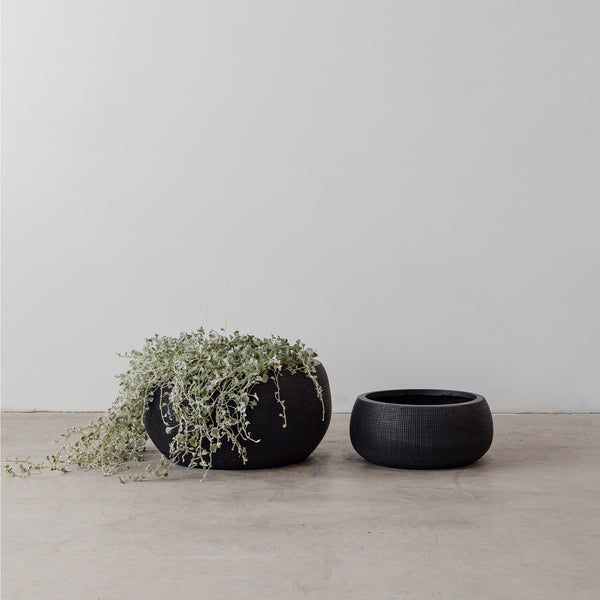 Formantera Bowl Pot — Black Grid - Empire Home