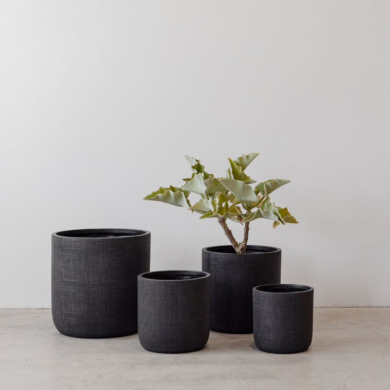 Formantera Cylinder Pot — Black Grid - Empire Home