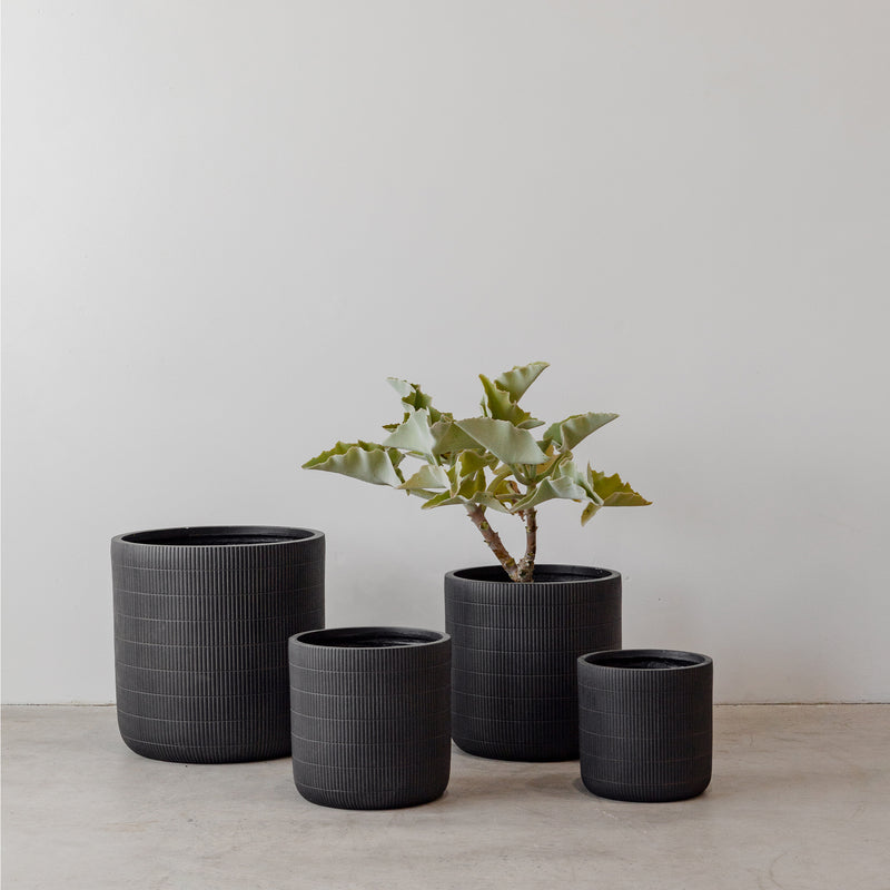 Formantera Cylinder Pot — Black Tile - Empire Home