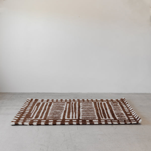 Woollen Grid Rug — Chocolate - Empire Home