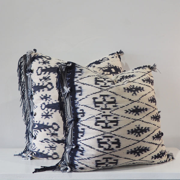 Limited Edition Ikat Cushion — Ecru Ink - Empire Home