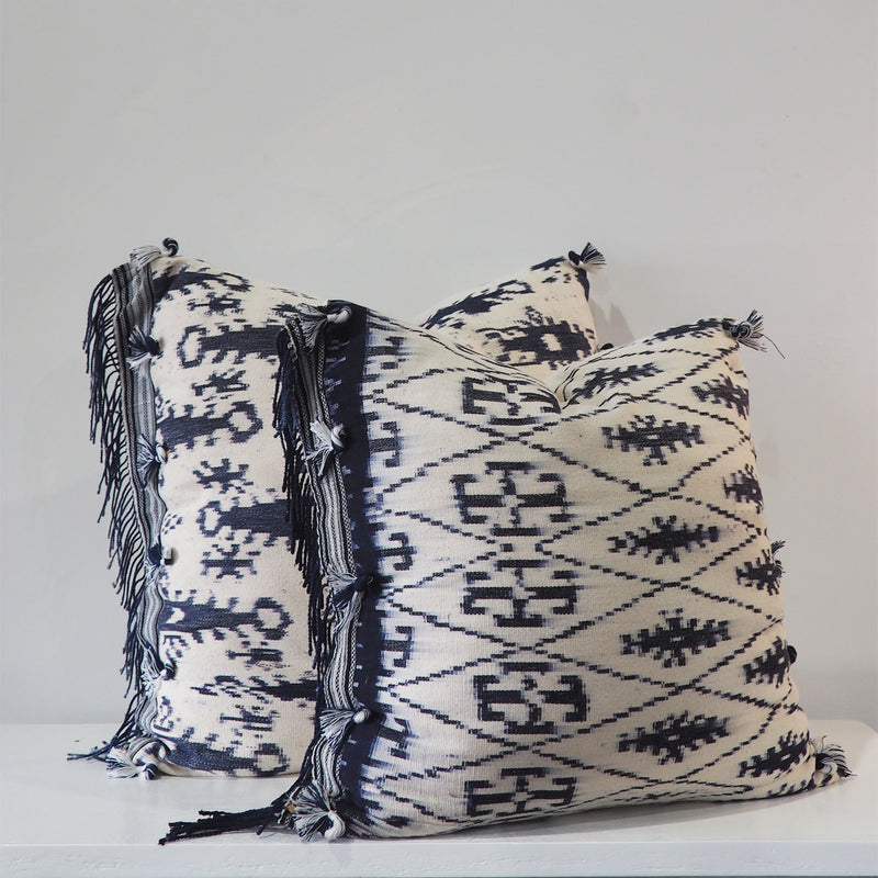 Limited Edition Ikat Cushion — Ecru Ink - Empire Home